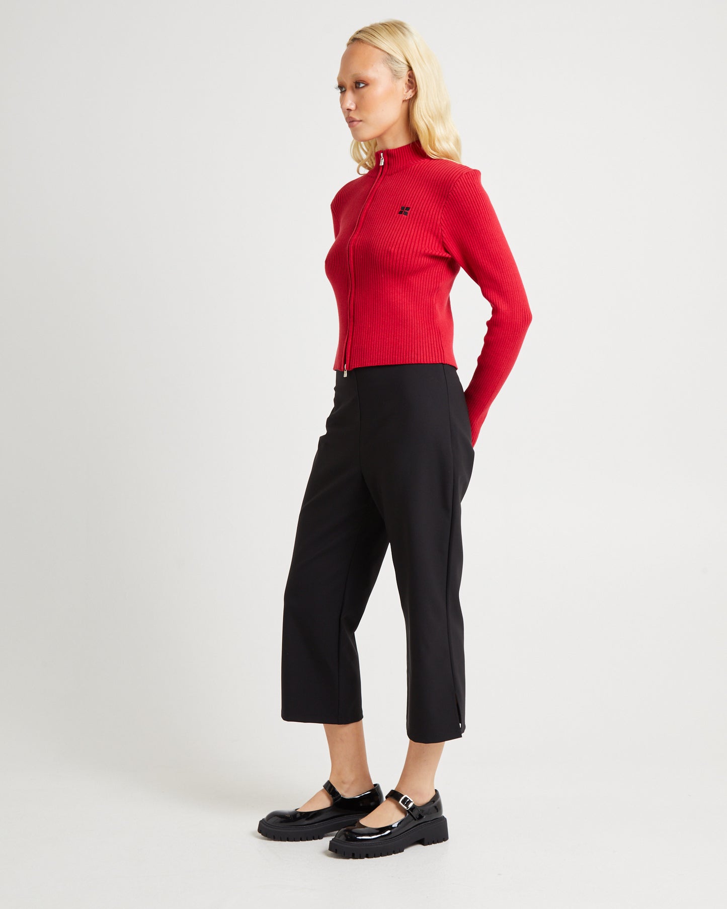 Iggy Zip Rib Knit Long Sleeve Top