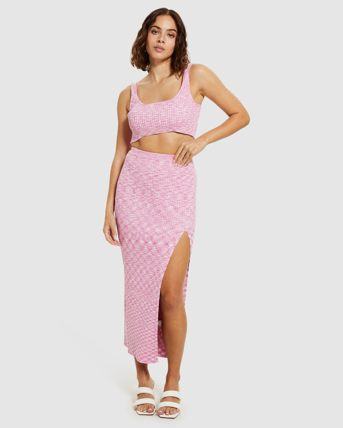 Zoey Space Dye Knit Crop Top PINK