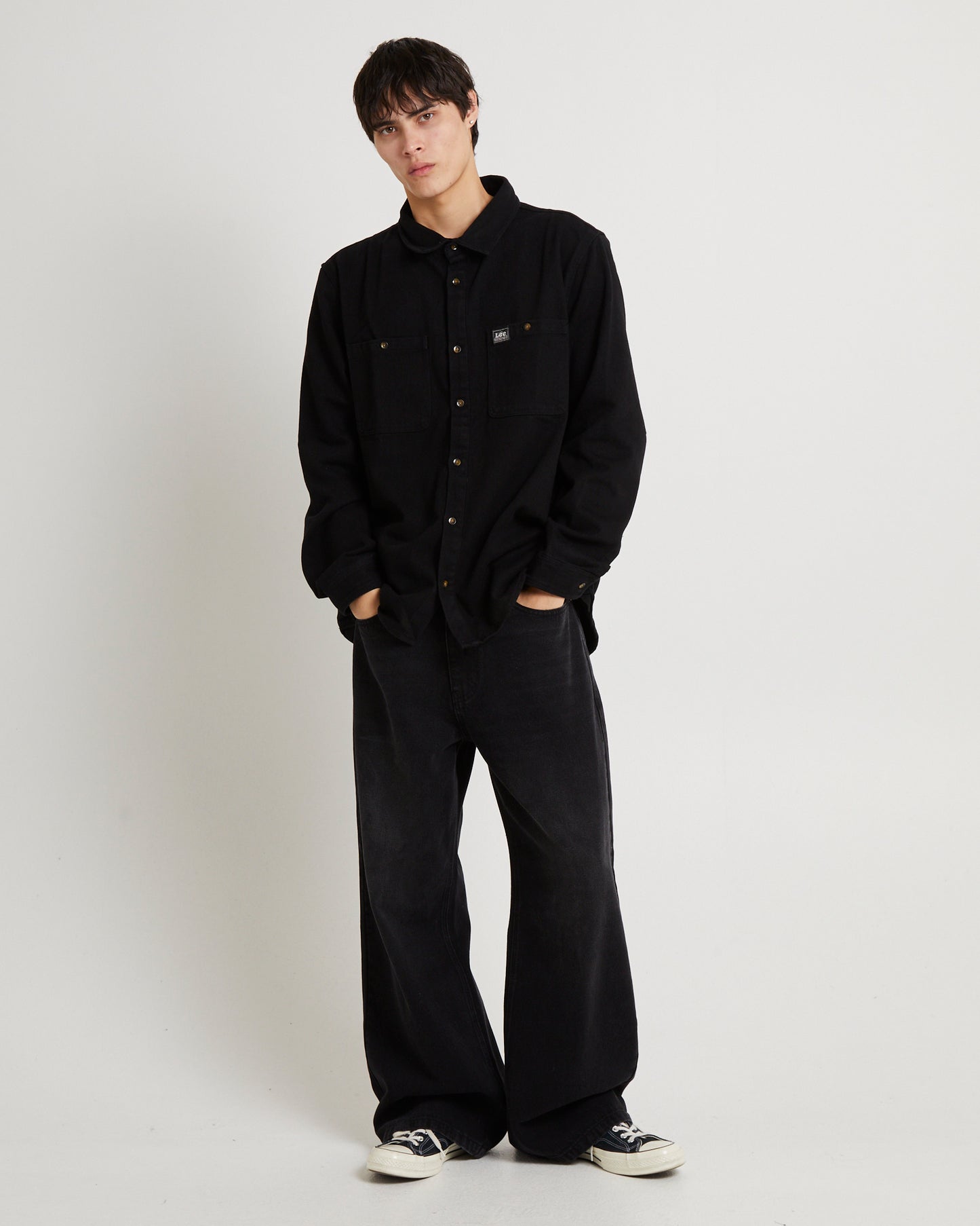 Lee Worker Longsleeve Shirt Black Contrast