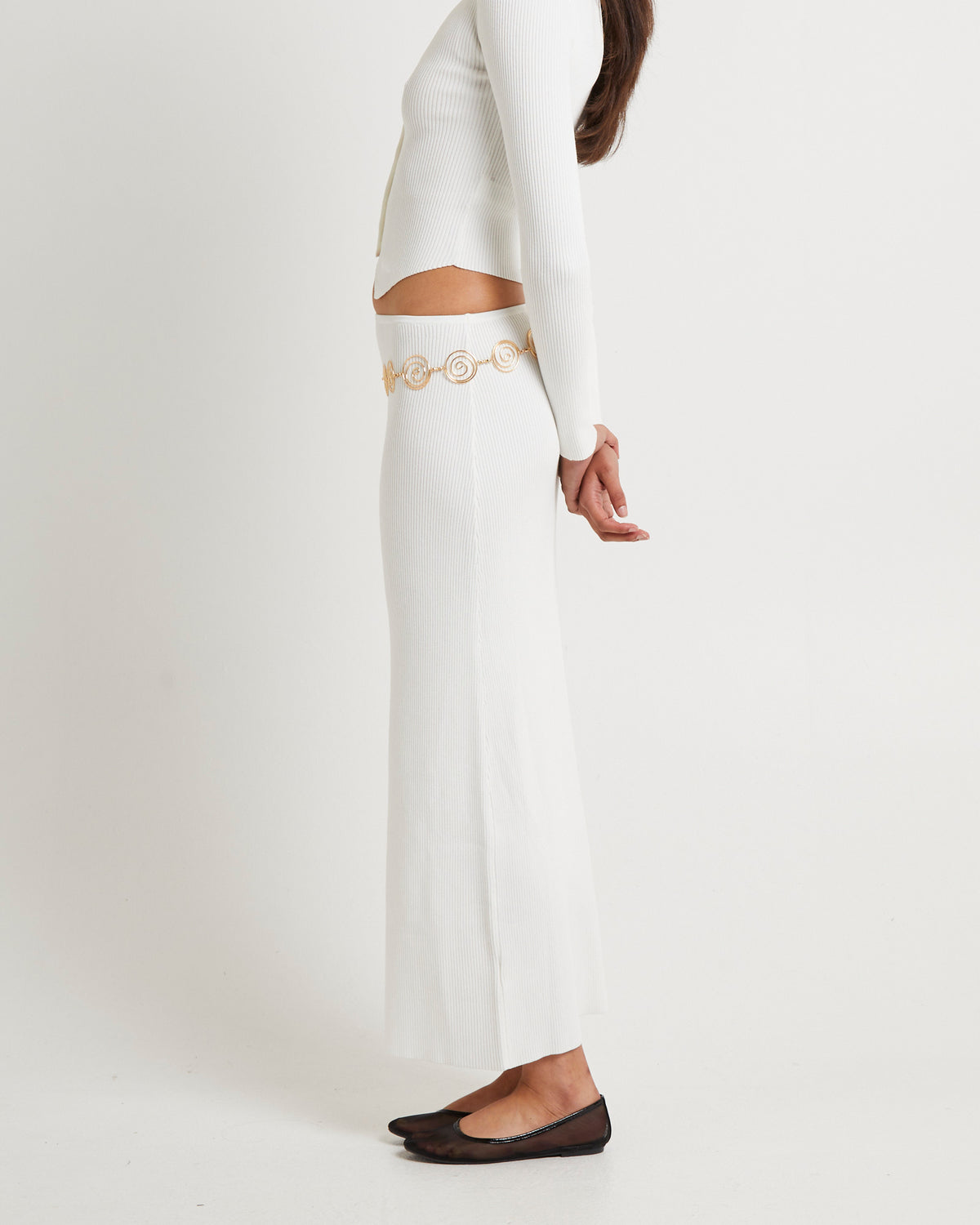 Kelse Knitted Maxi Skirt OFF WHITE