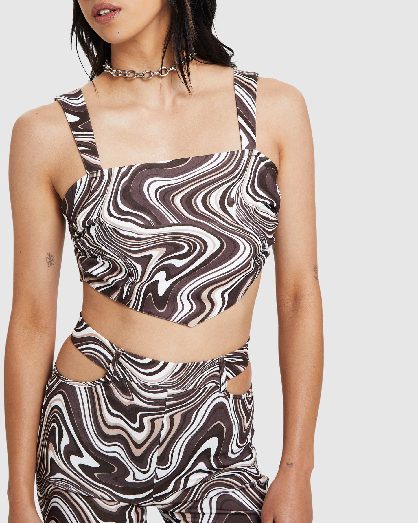 Tammy Swirl Prt Tie Back Bodice