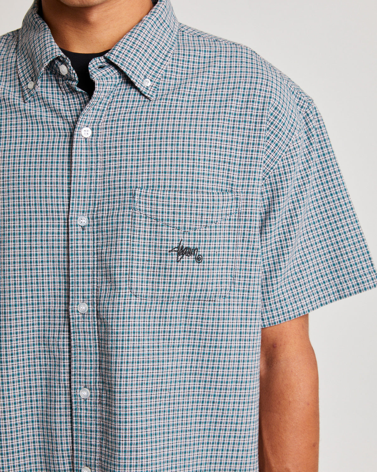 Oxford Classic Short Sleeves Shirt POOL BLUE CHECK