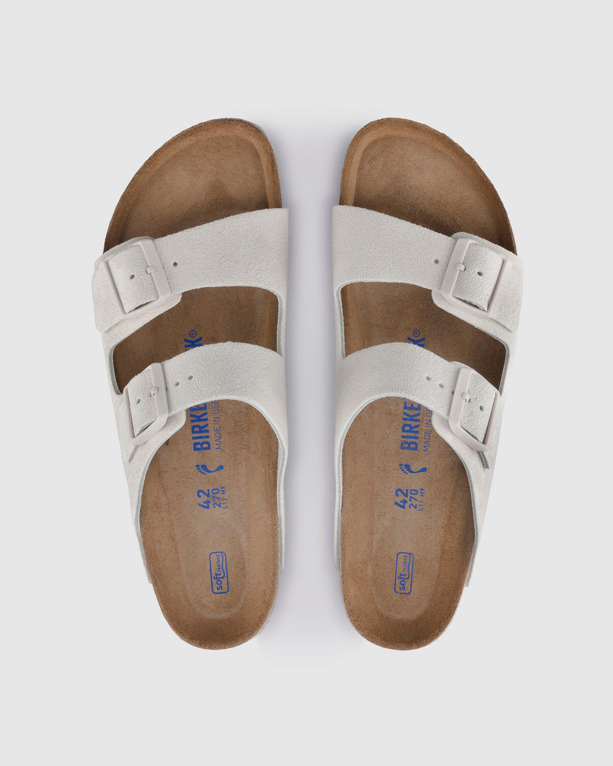 Arizona Soft Footbed Suede Leather Sandals ANTIQUE WHITE