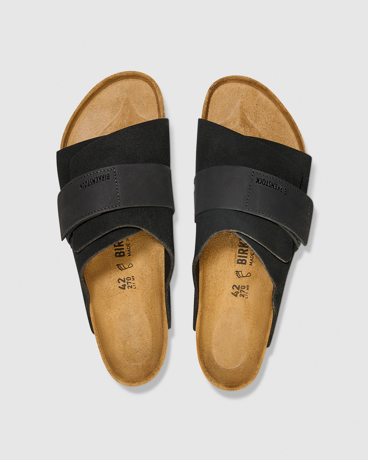 Kyoto Black Suede Nubuck Leather Sandals Black