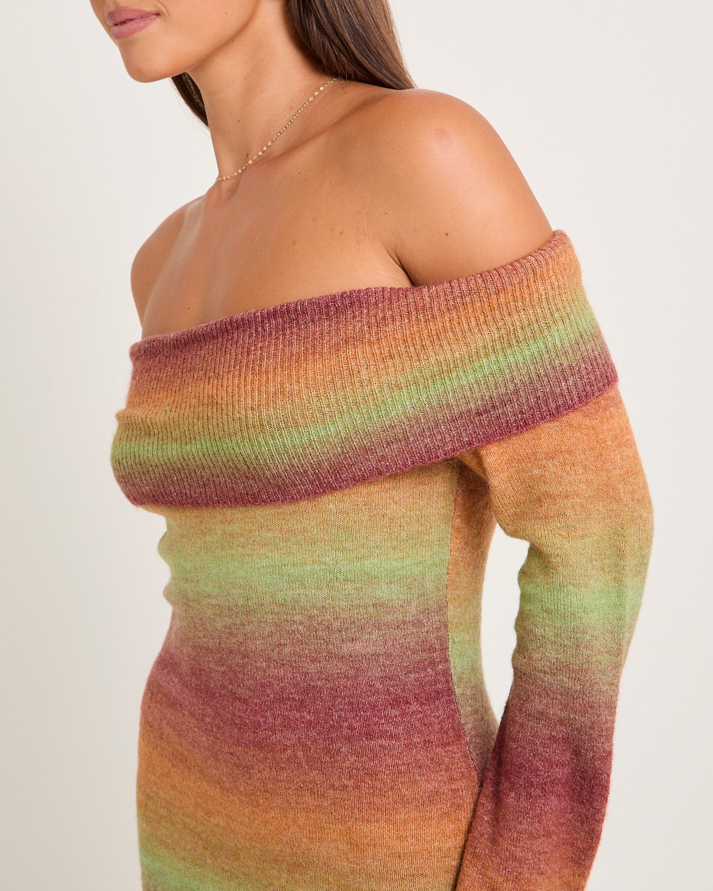 Orla Ombre Off Shoulder Knit Mini Dress