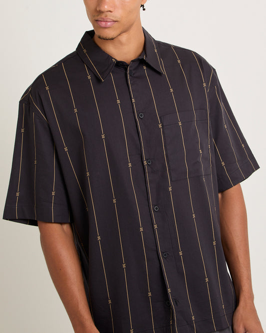 A Stripe Recycled Short Sleeve Shirt Black