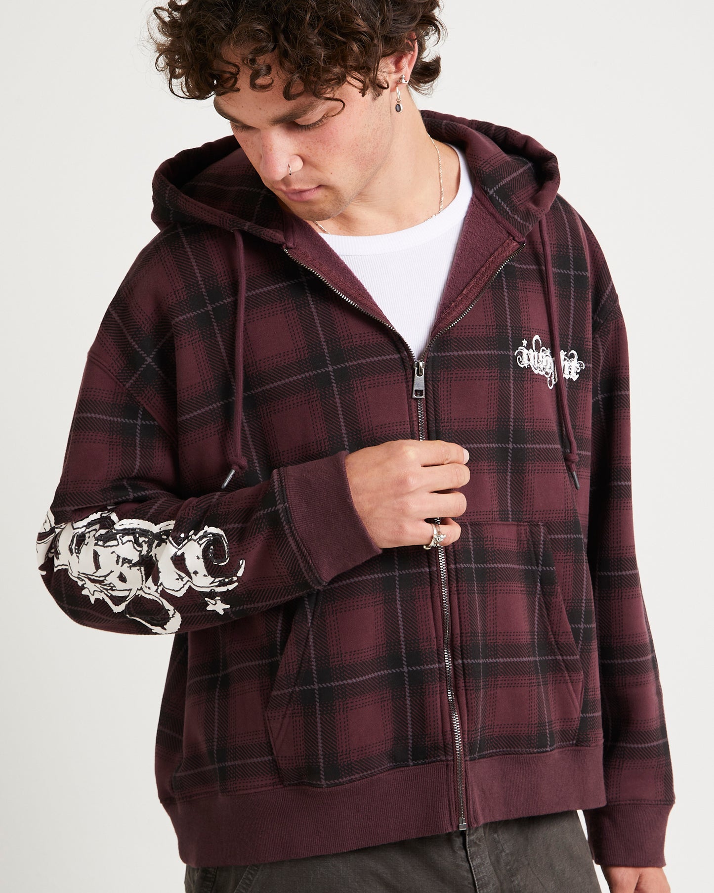 Yard Check Zip Through Hoodie