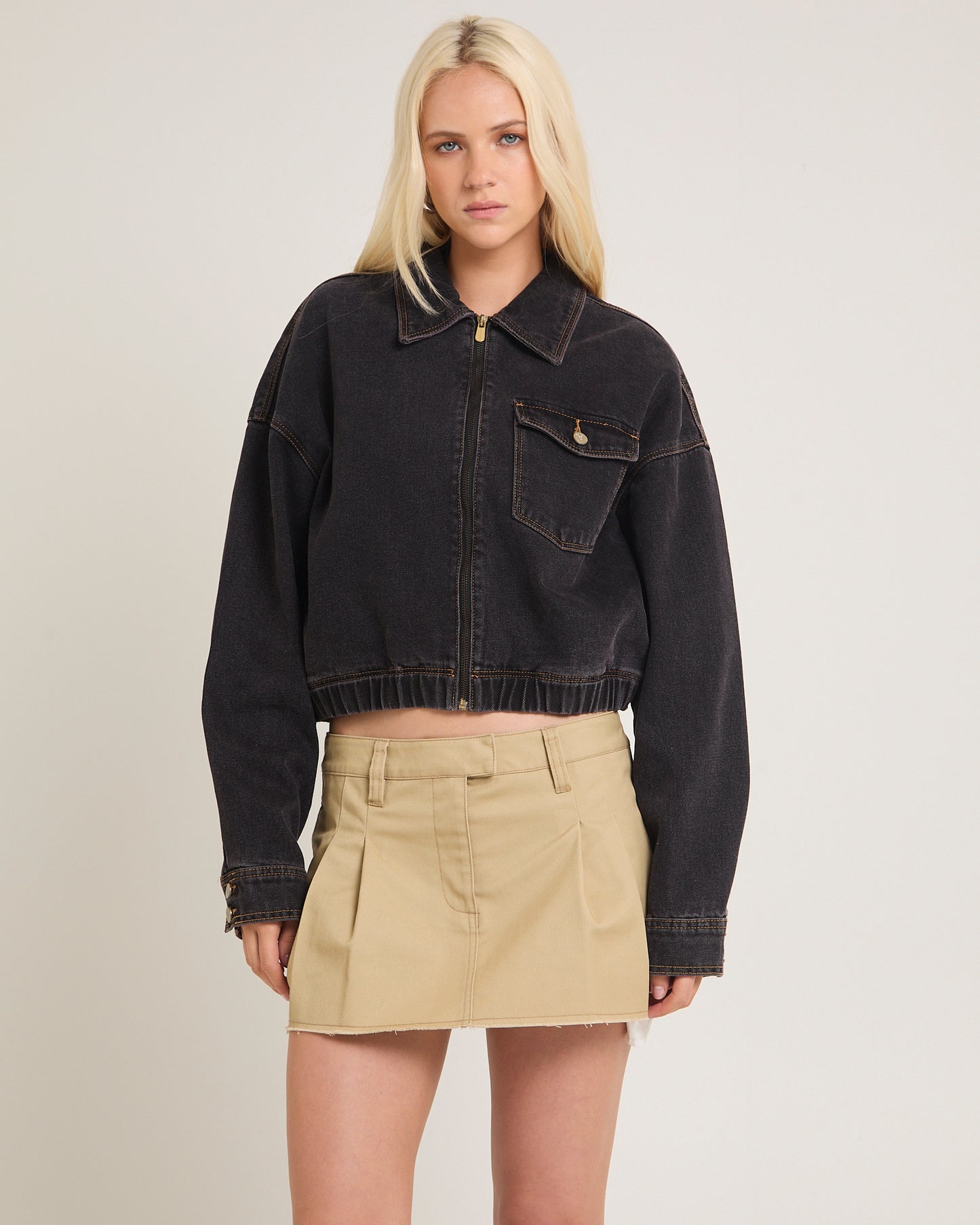 Denim Bomber Jacket Cara