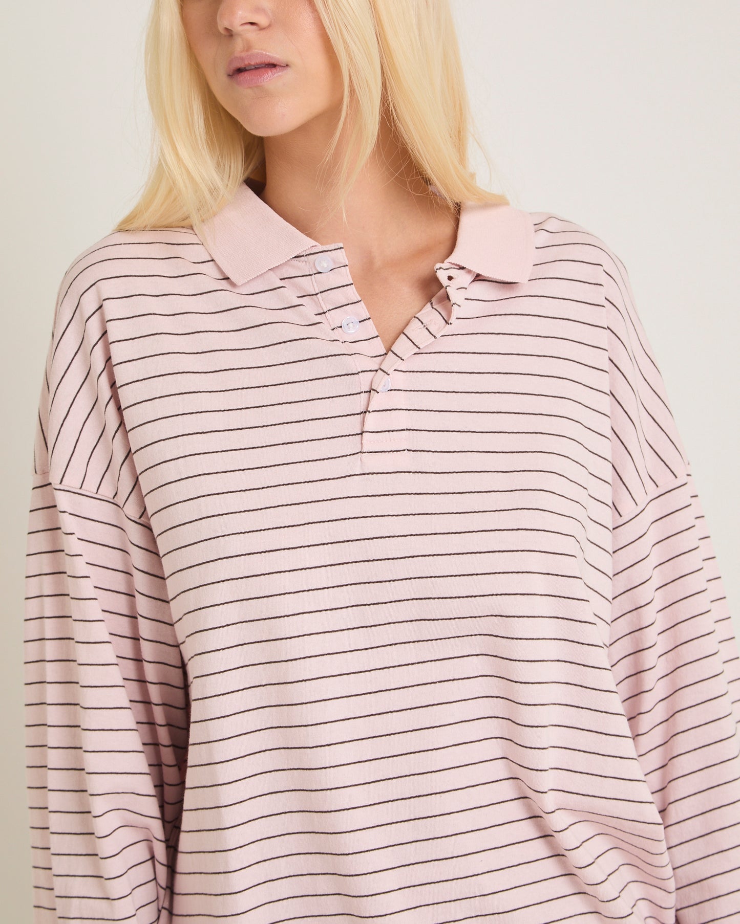 Jase Stripe Long Sleeve Polo Shirt