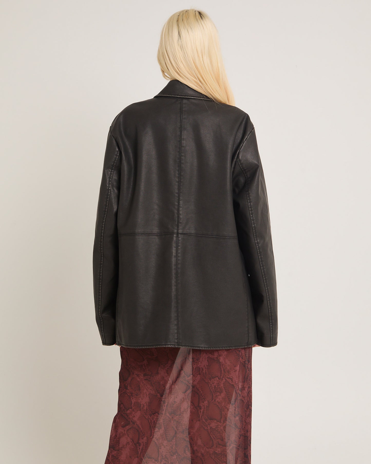 Esme Boxy Leather Look Blazer