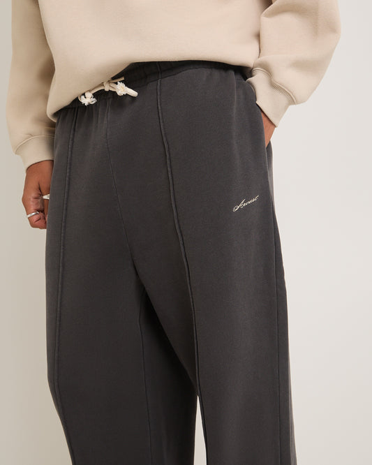 Script Straight Leg Track Pants WASHED BLACK