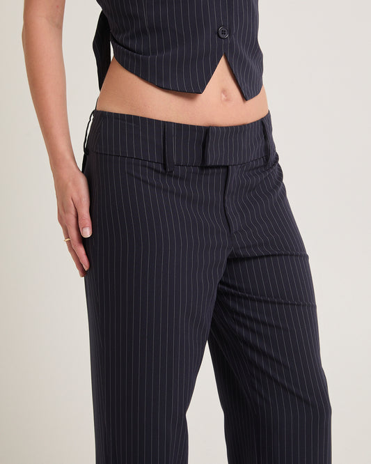 Jaylee Low Rise Pants NAVY PINSTRIPE