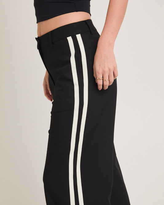Leon Stripe Detail Suit Pants BLACK