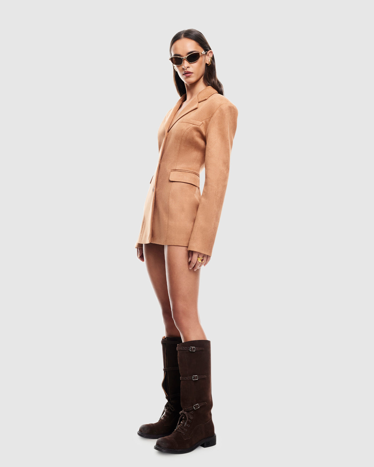 Leo Cinched Blazer Dress CAMEL