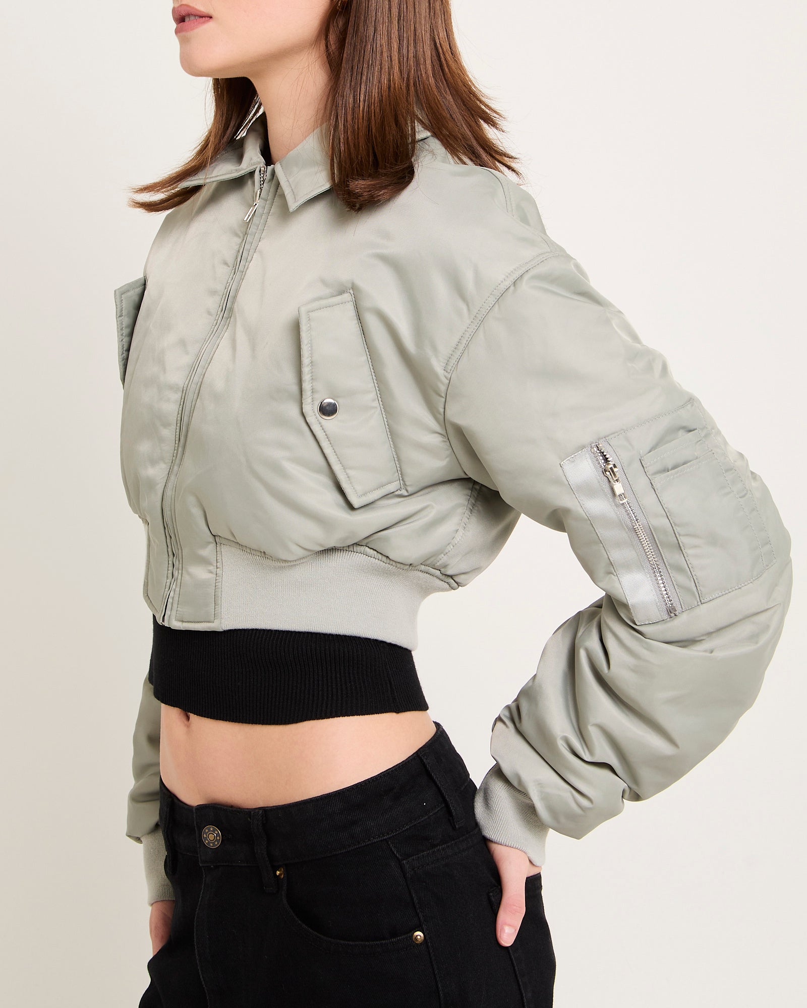 Essential Cropped Bomber Jacket – General Pants