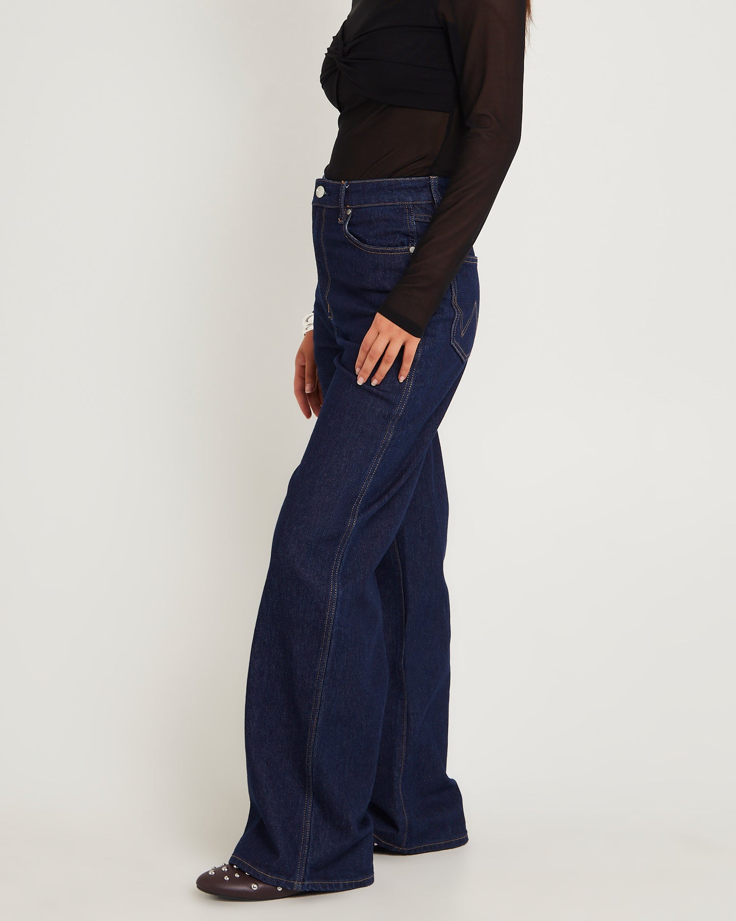 Hi Bells Flared Denim Jeans Highway Black