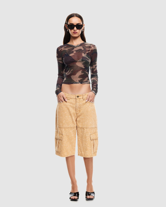 The Boulevard Mesh Top CAMO
