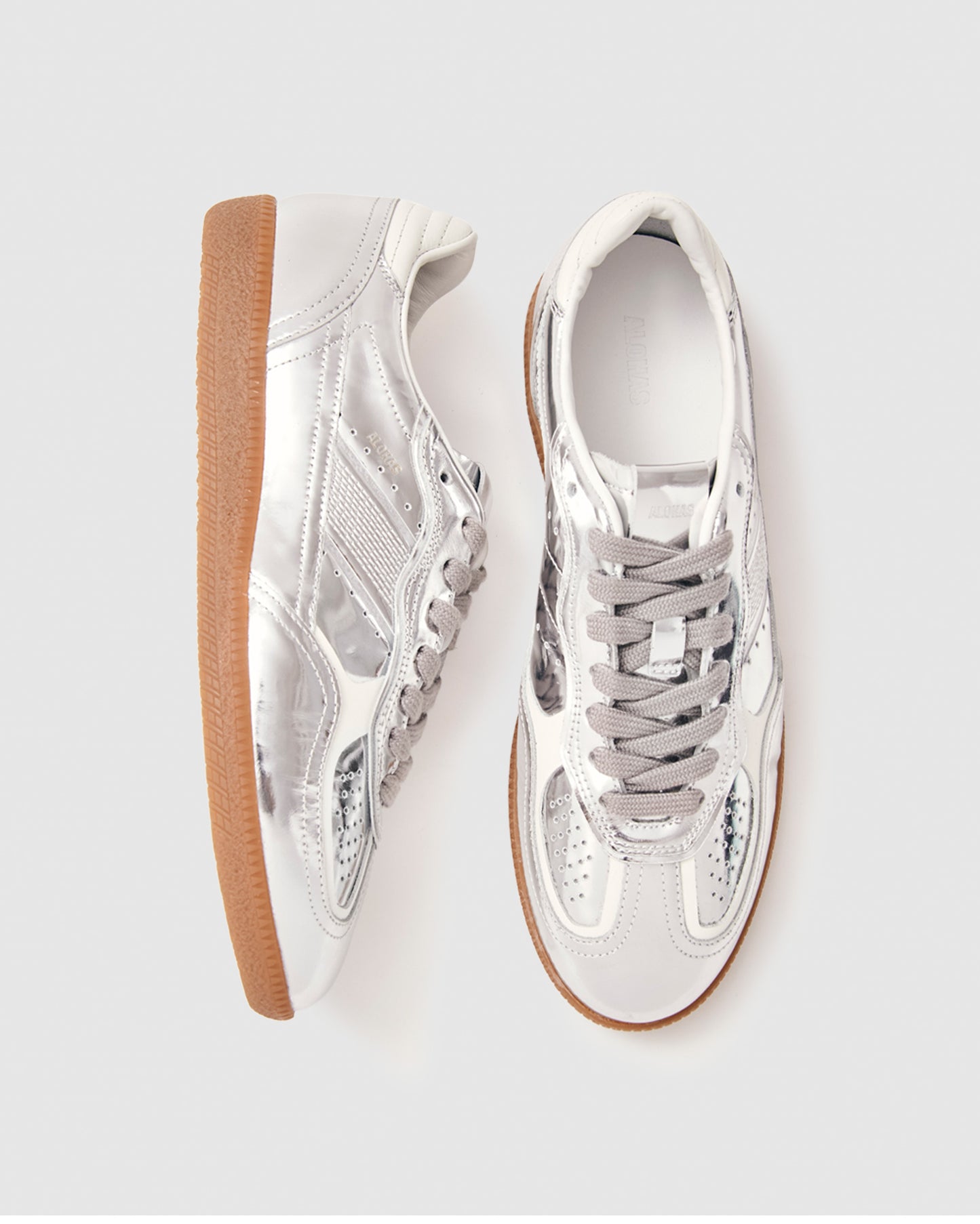 Tb.490 Rife Shimmer Silver Cream Leather Sneakers