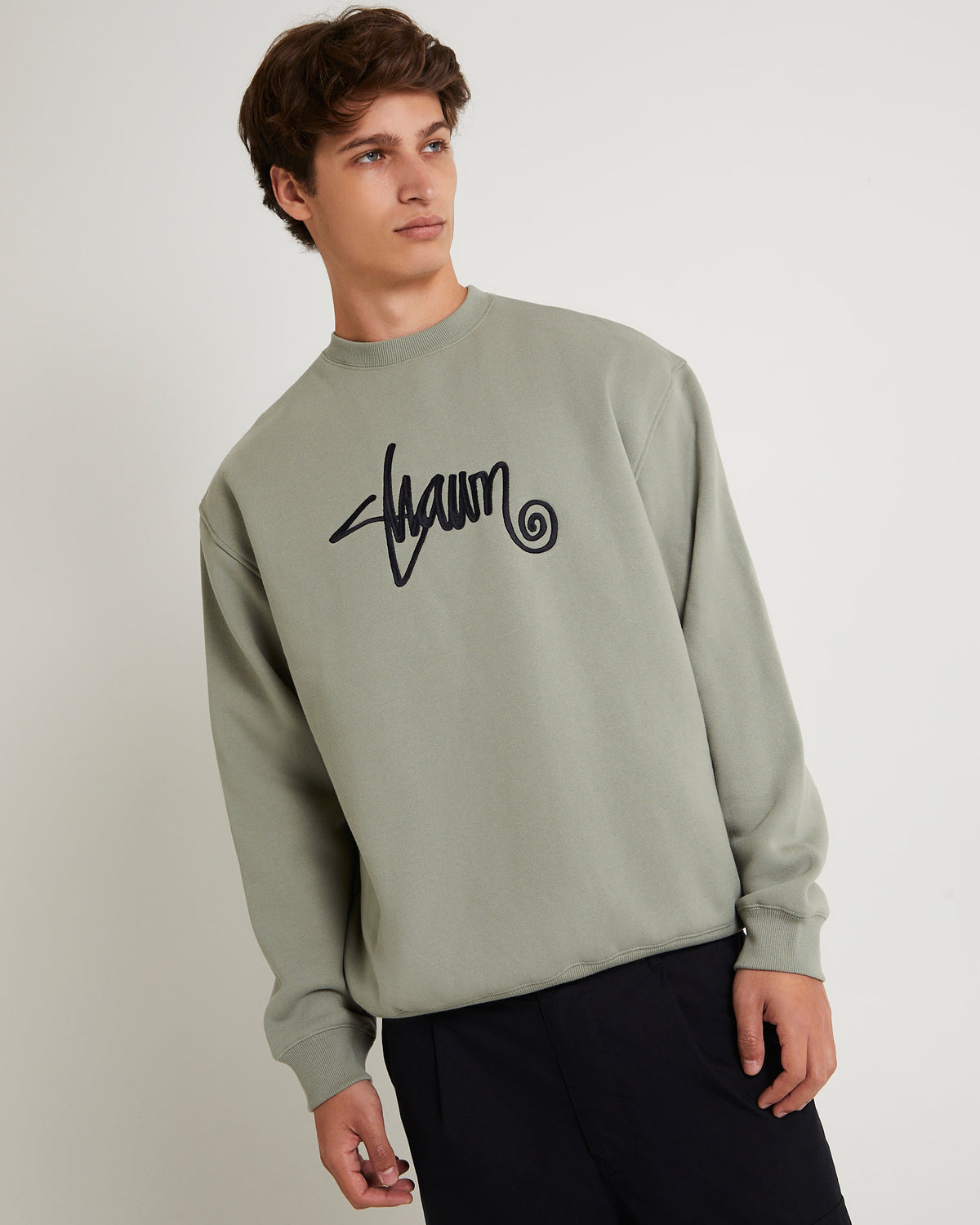 Shawn Script Crew Sweatshirt SEAGRASS