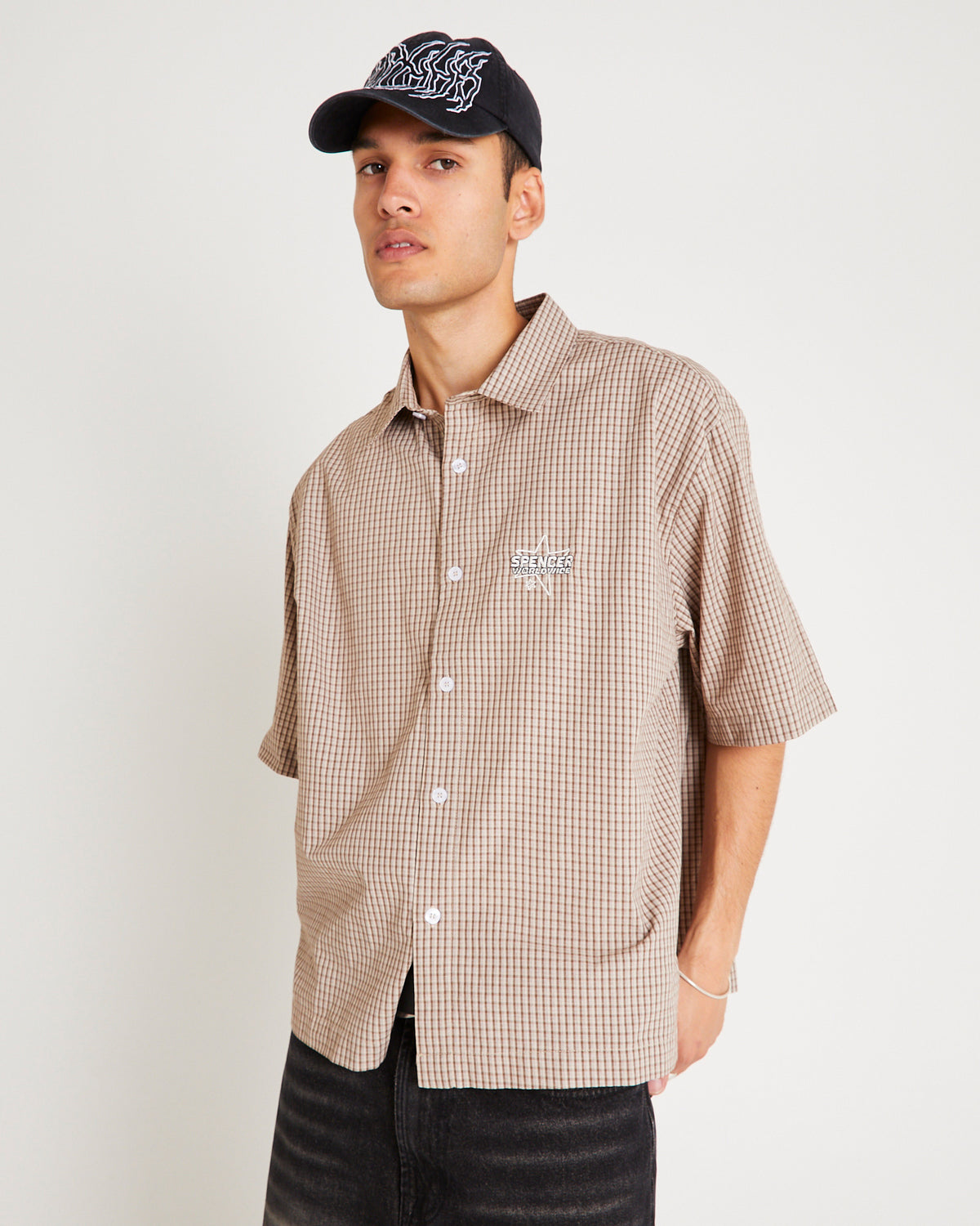 Tagger Short Sleeve Skate Shirt BROWN CHECK