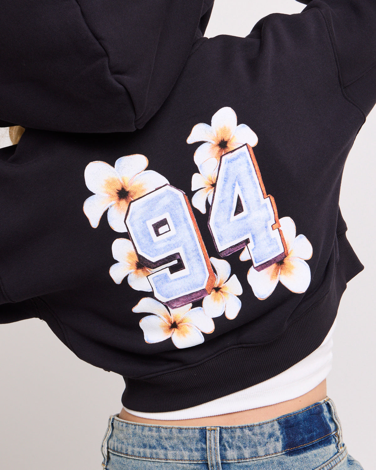 Hawaii Route 94 Cropped Zip Hoodie BLACK