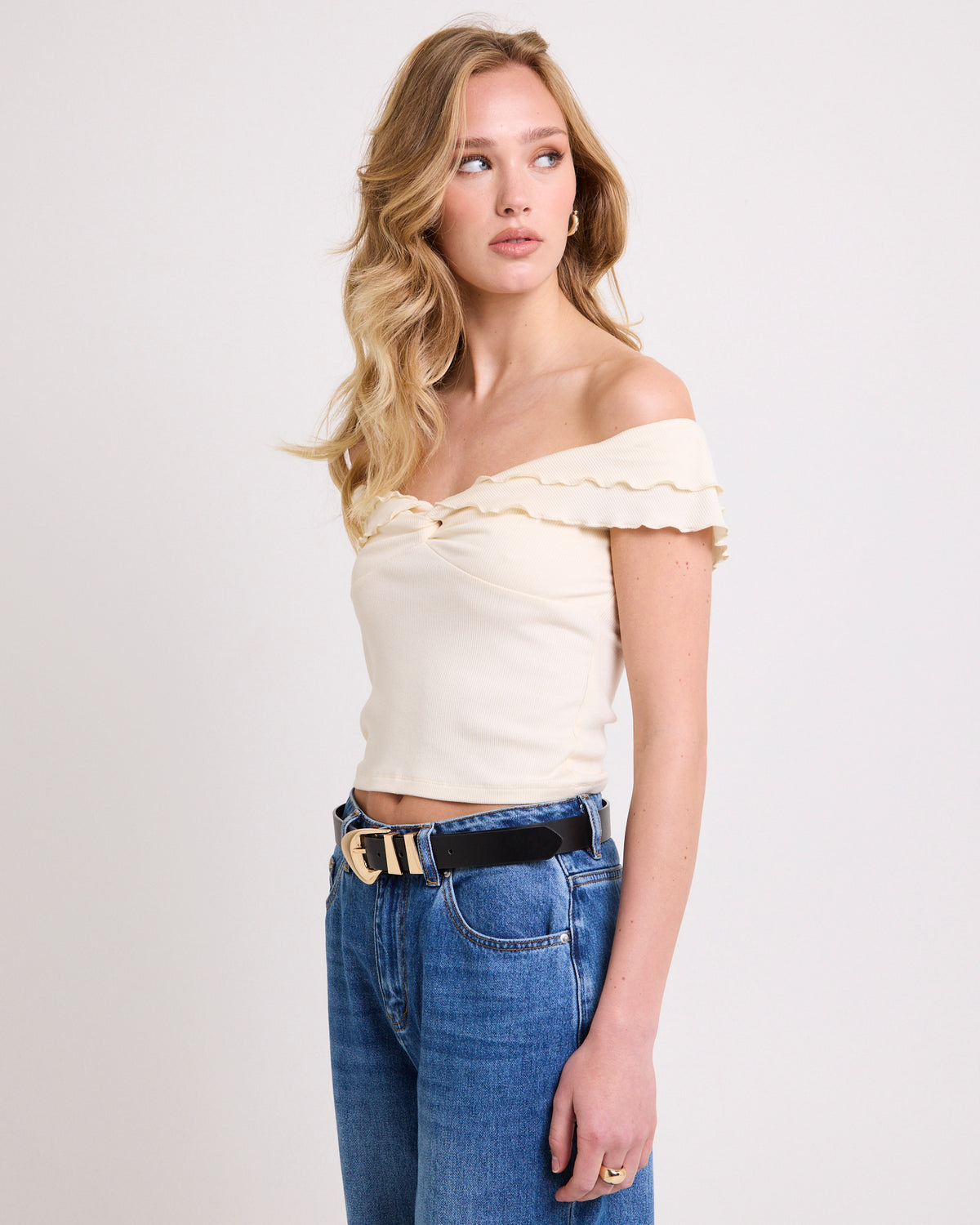 Mily Rib Ruffle Top