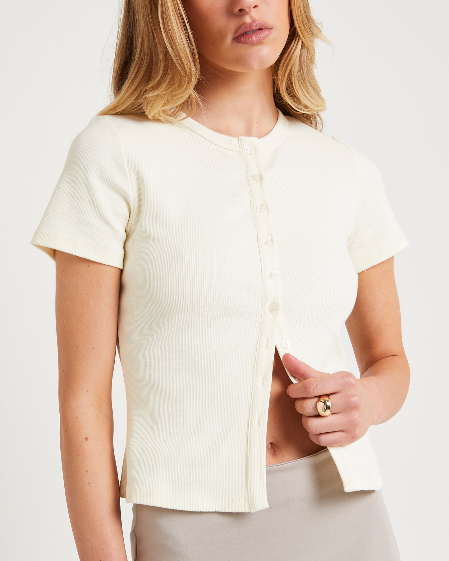 Neri Rib Button T-Shirt