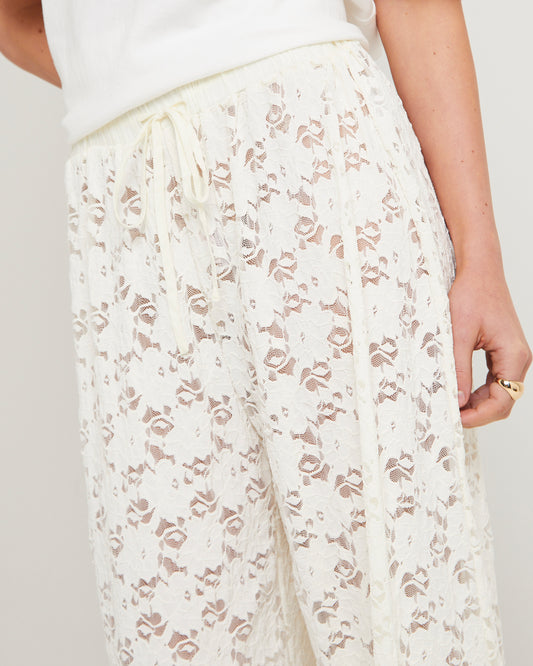 Jasmine Lace Relaxed Pants WHITE