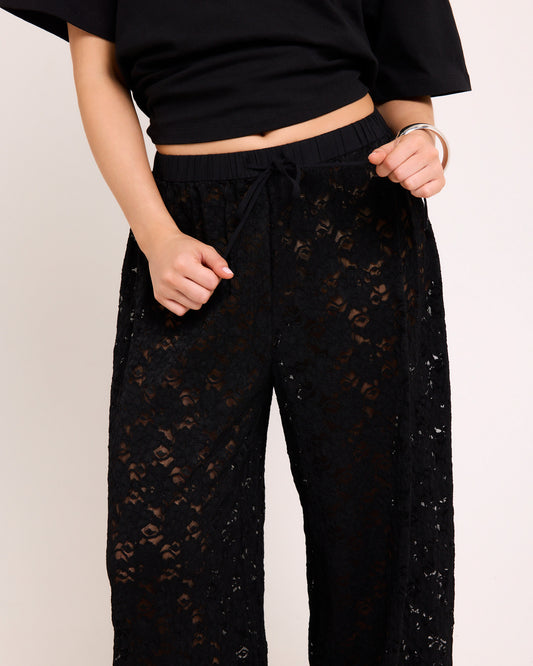 Jasmine Lace Relaxed Pants BLACK