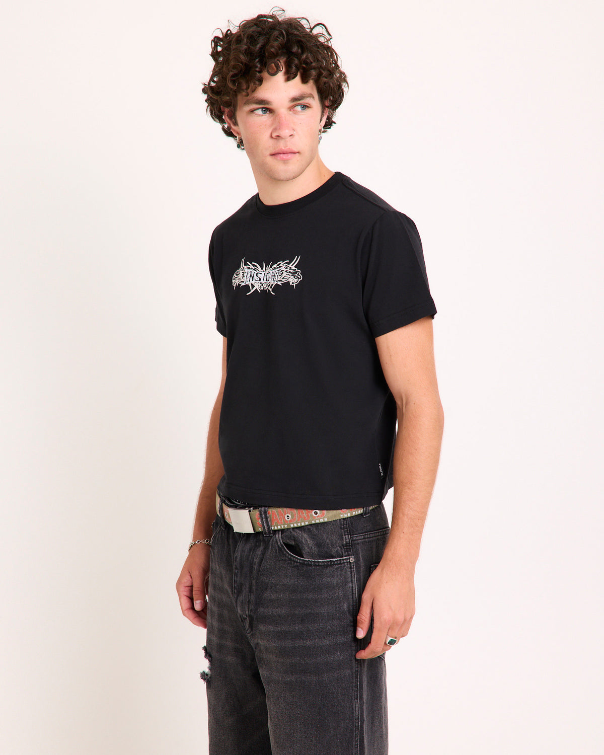 Narco Shrunken Cropped T-Shirt BLACK