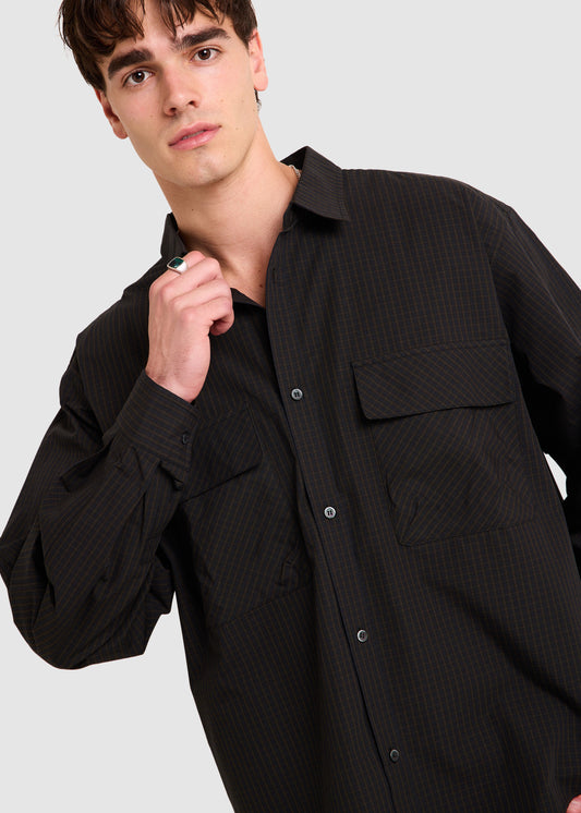 Oliver Tech Long Sleeve Shirt NAVY CHECK