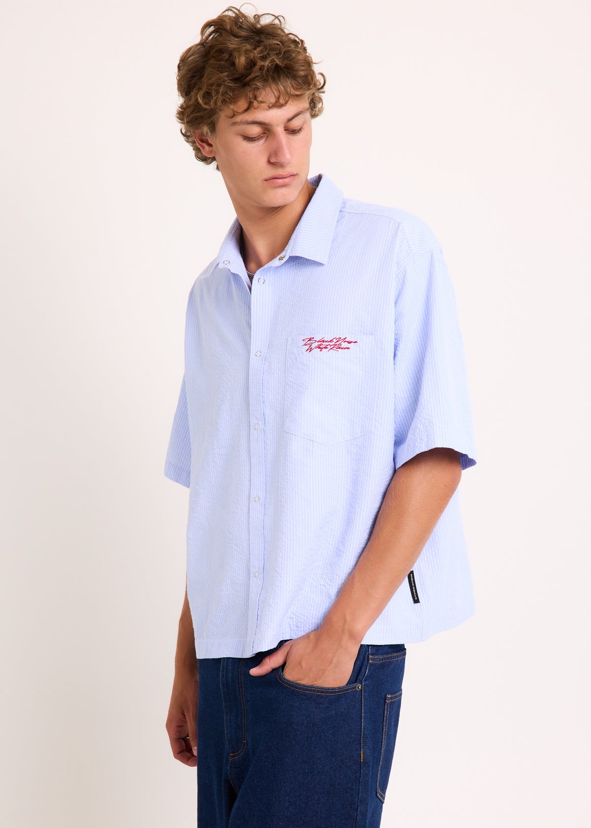 Crinkel Short Sleeve Shirt BLUE