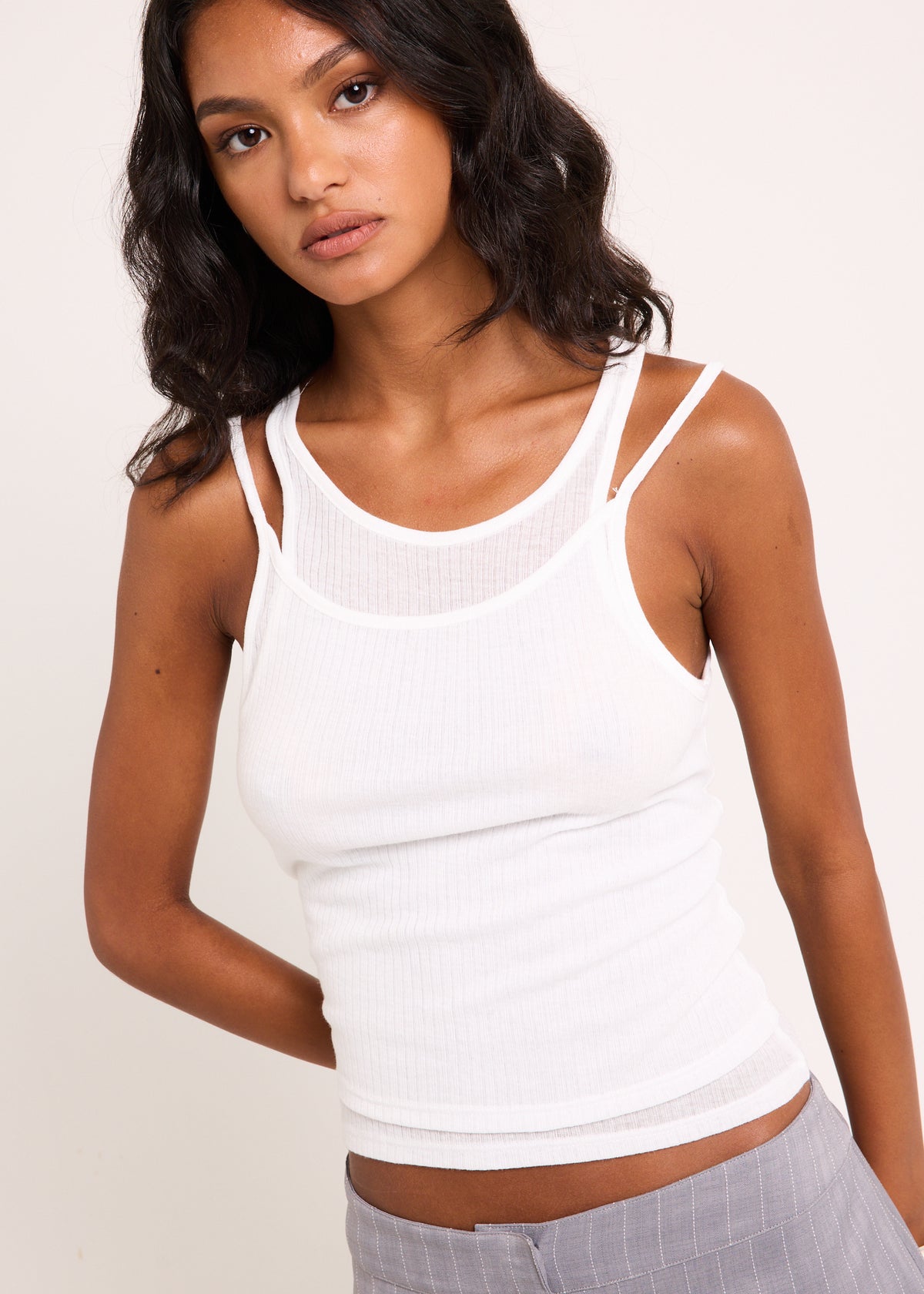 Nyx Double Layer Tank WHITE