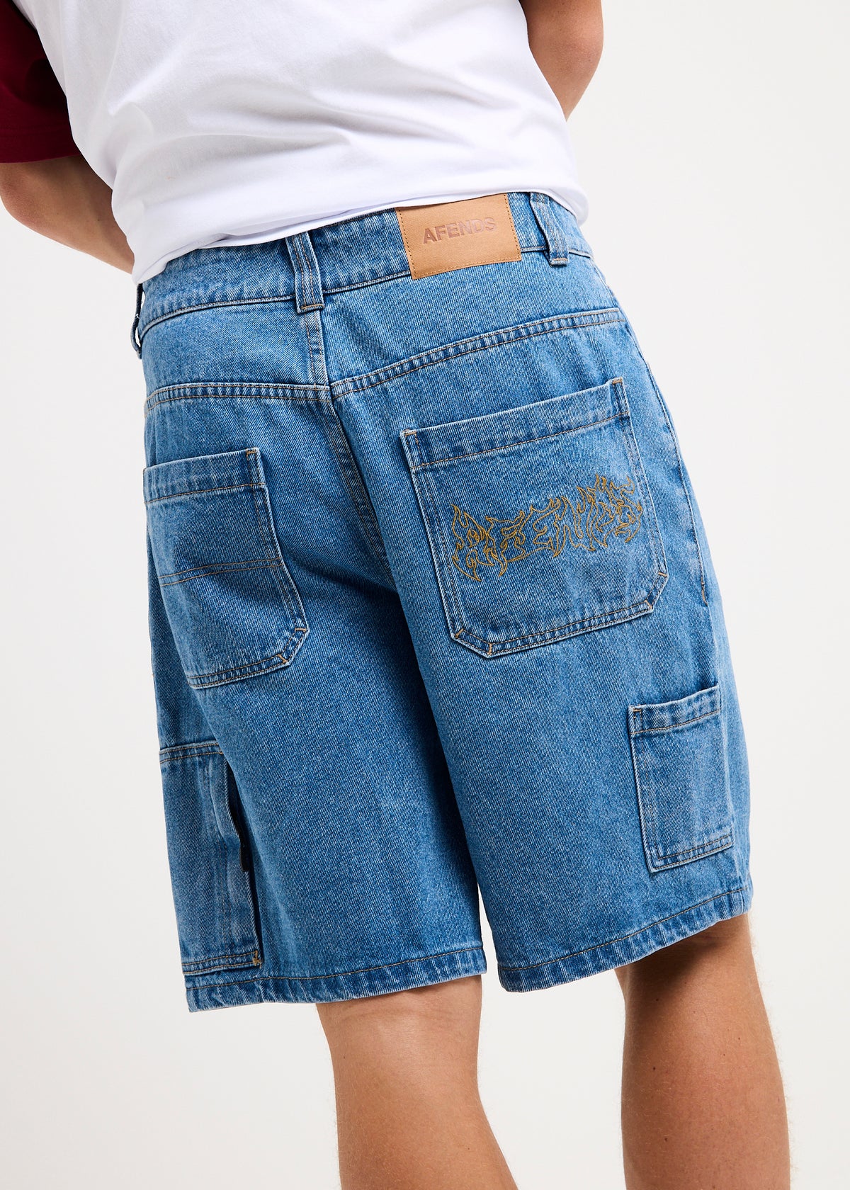 Scorched Harper Denim Baggy Fit Carpenter Shorts WORN BLUE
