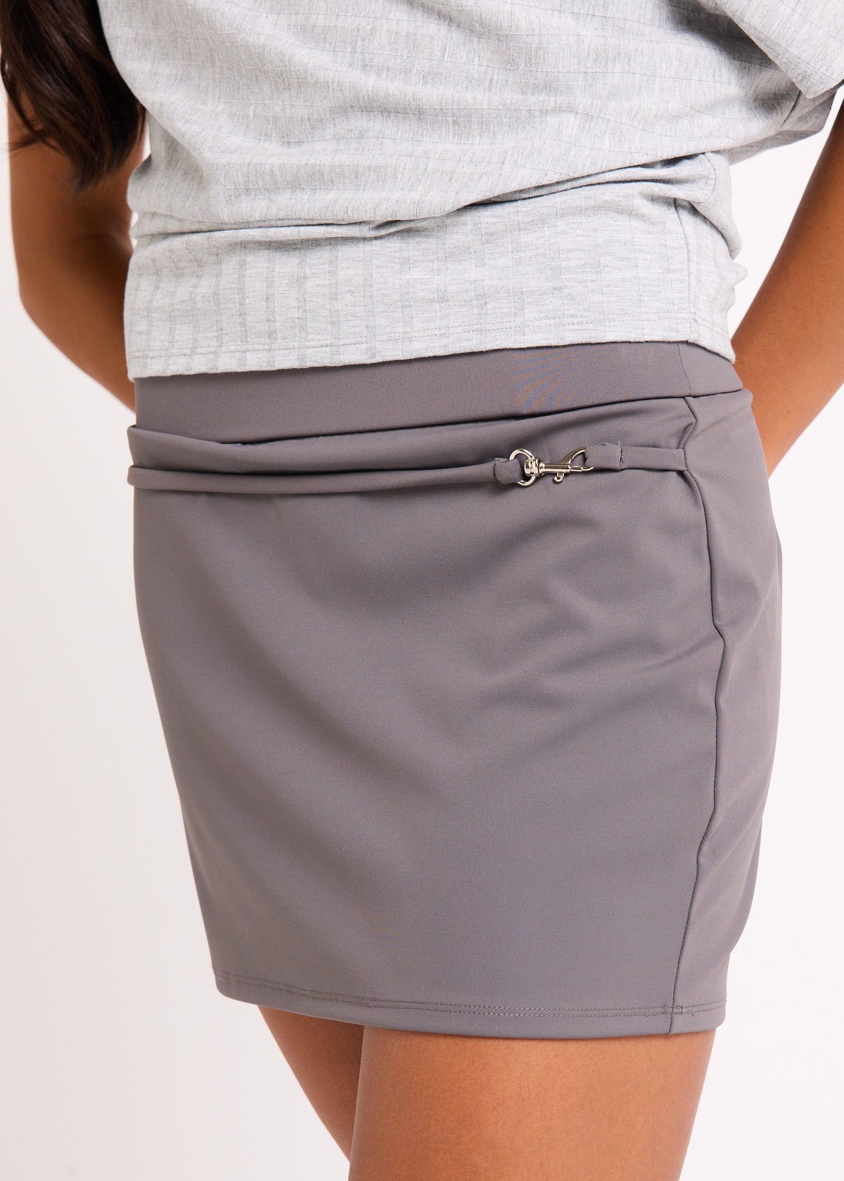 Andie Belted Mini Skirt CEMENT