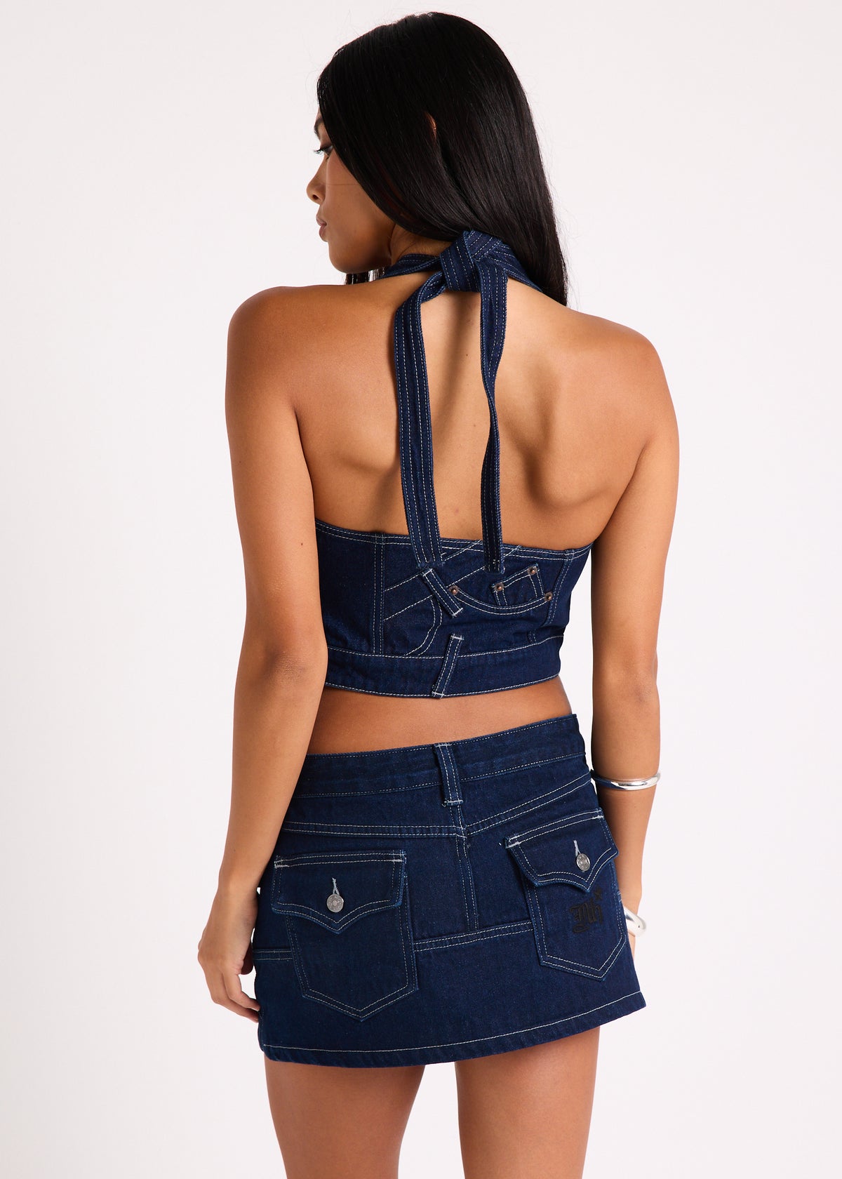 Jigsaw Denim Halter Top RAW INDIGO