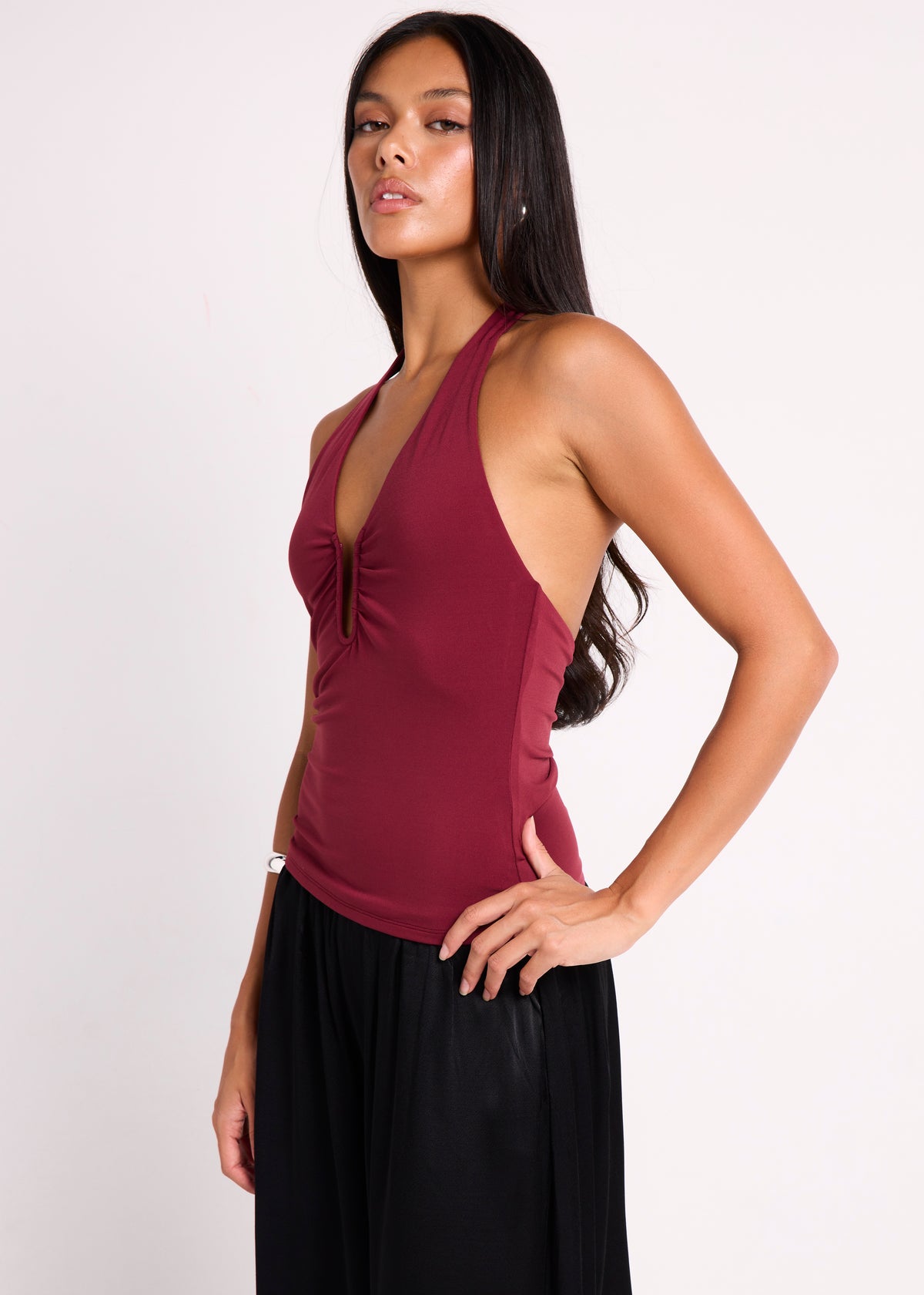 Eden Plunge Halter Top WINE