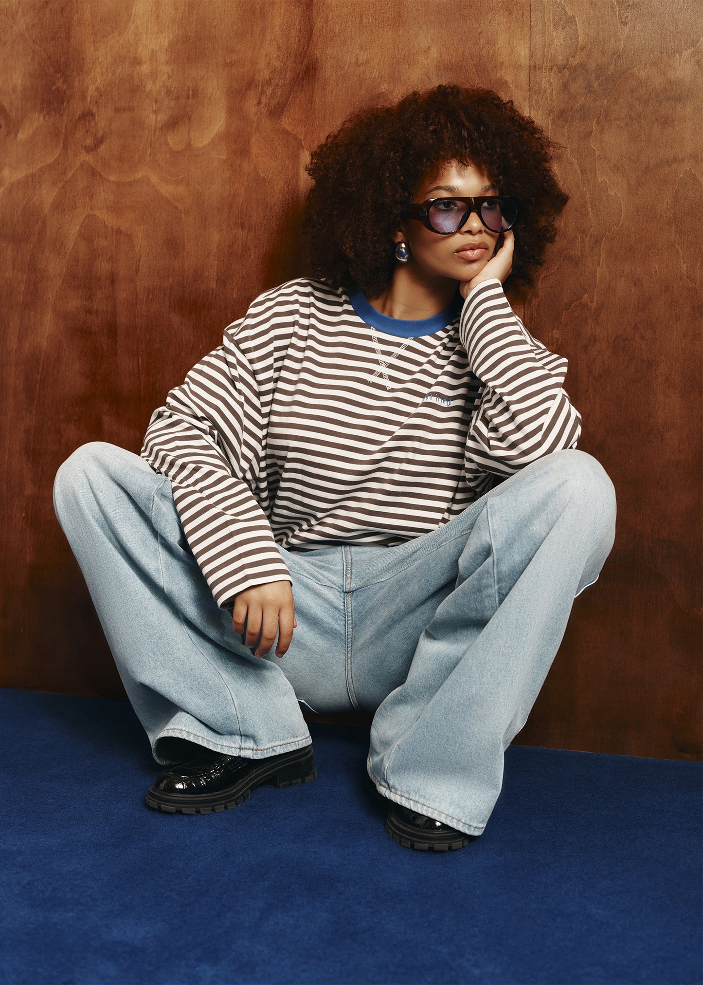 Fez Wide Leg Flare Denim Pants