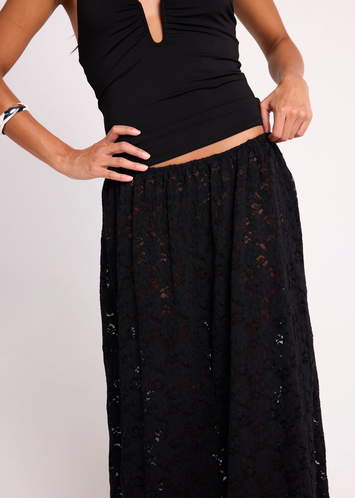 Sigrid Lace Maxi Skirt BLACK