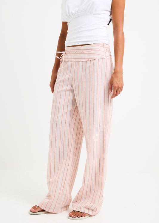 Ines Stripes Low Rise Pants PINK STRIPE