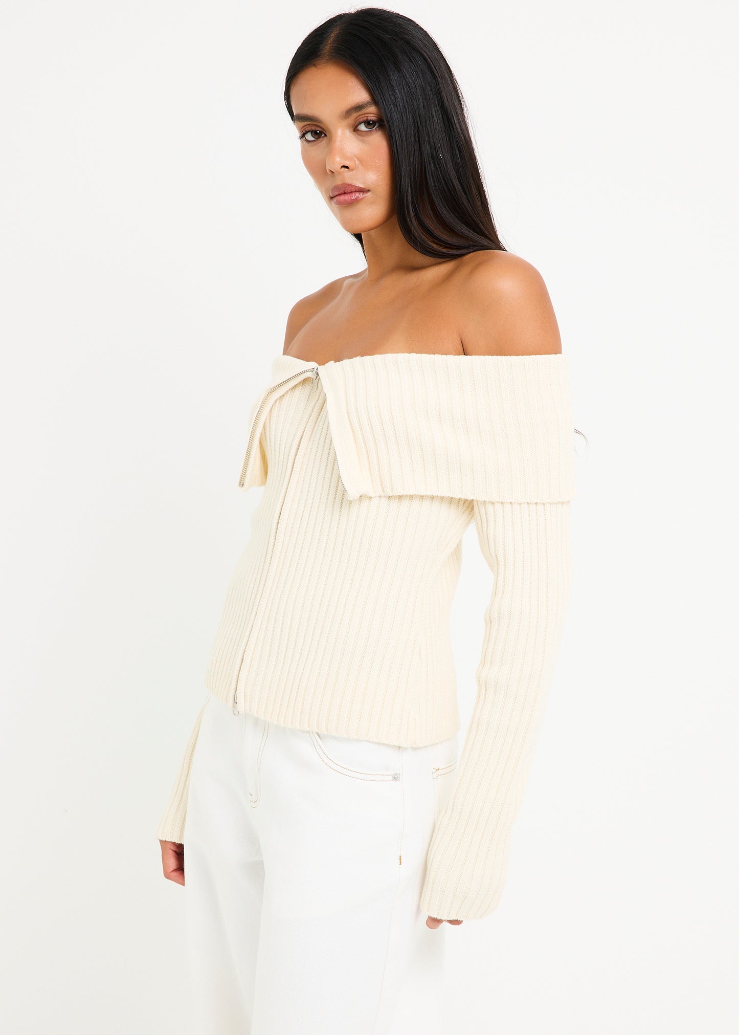 Paloma Zip Off Shoulder Top