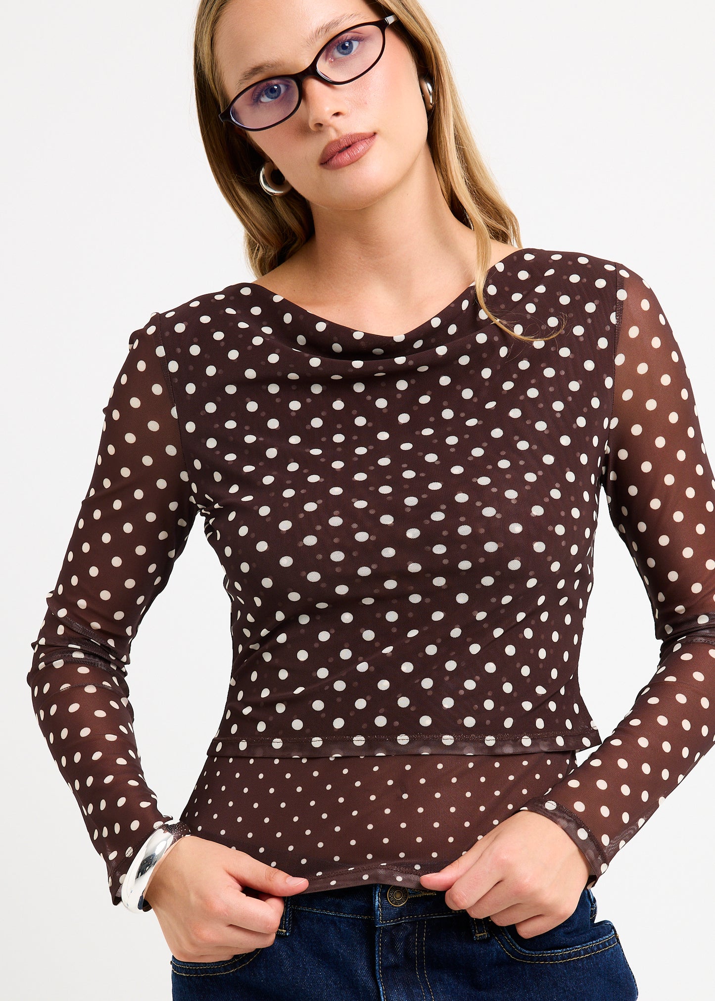 Olivia Spot Mesh Top