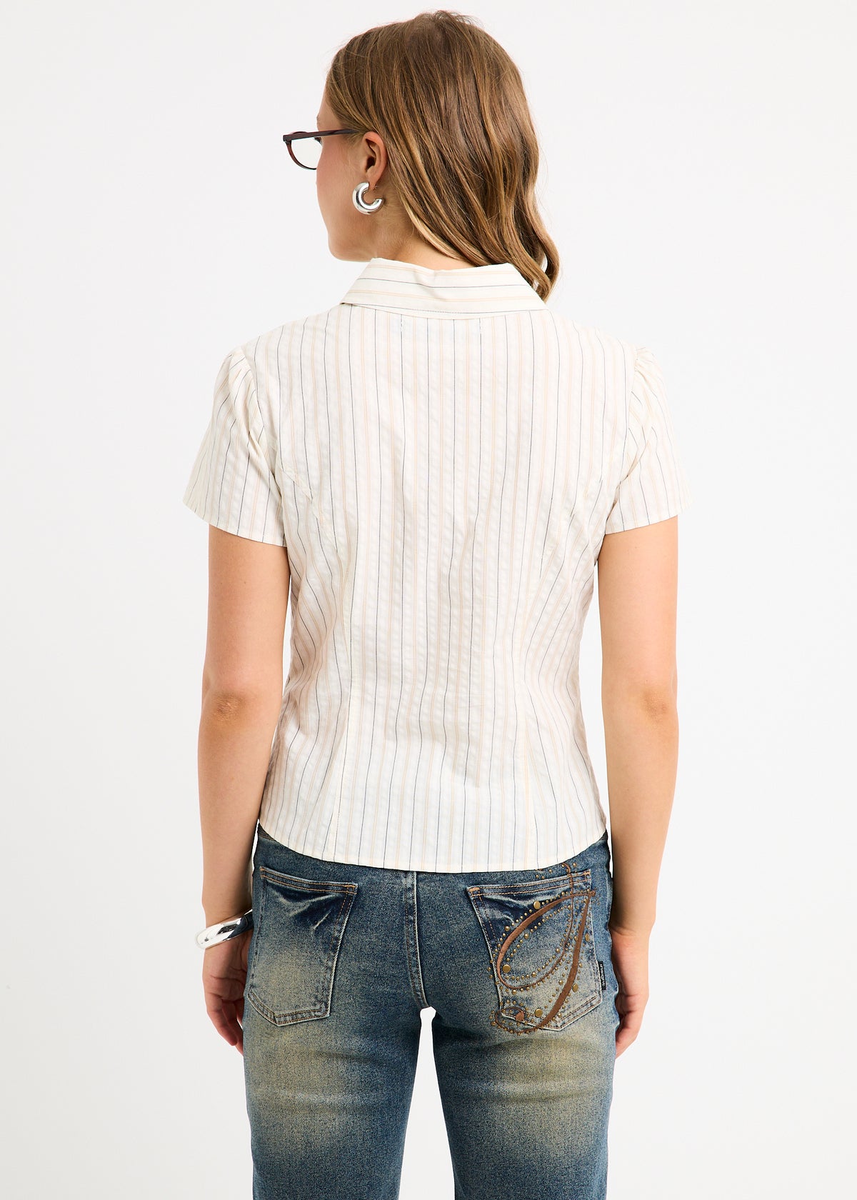 Zahra Short Sleeeve Bias Stripe Shirt ASSORTED