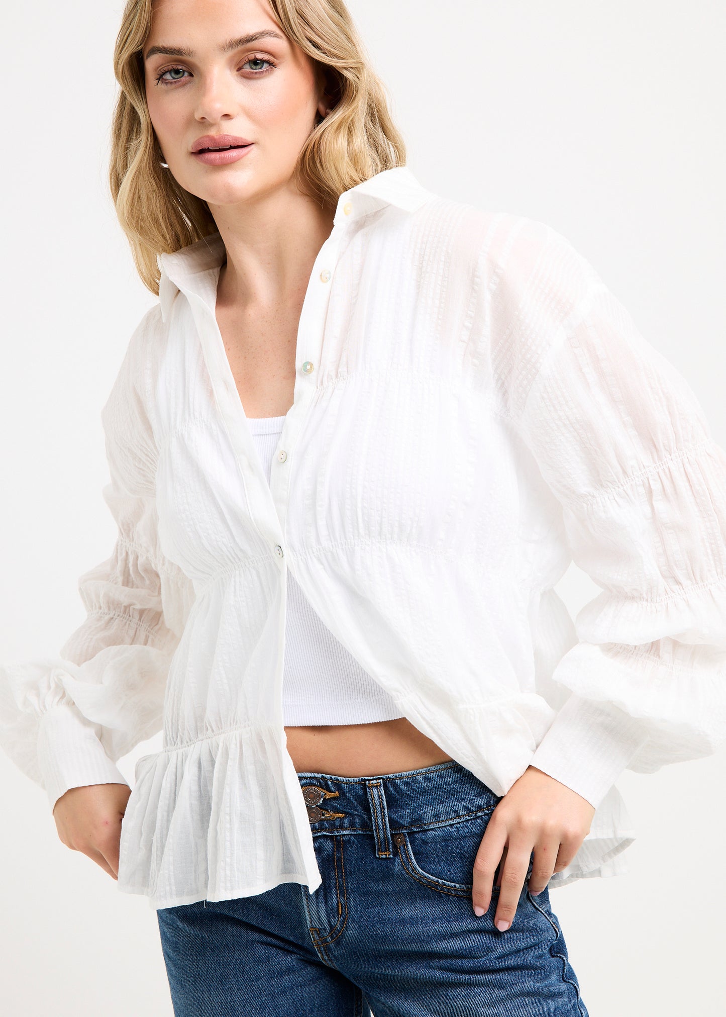 Chicago Shirred Long Sleeve Shirt