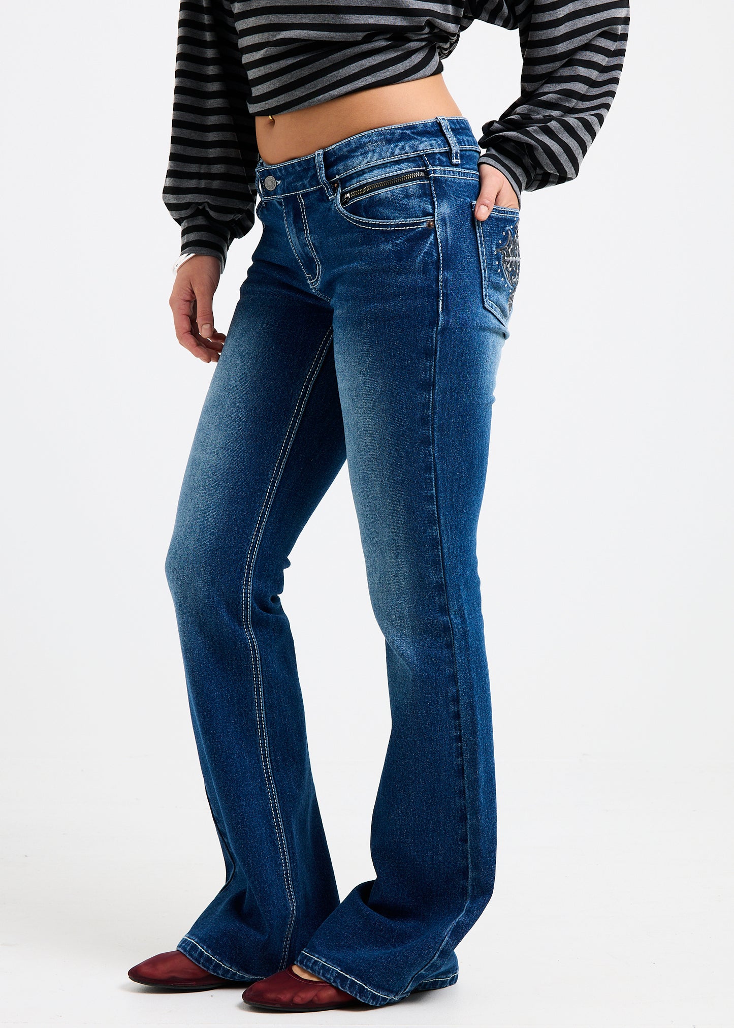 Melrose Y2K Low Flare Denim Jeans