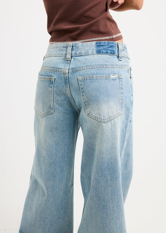 Elise Low Wide Denim Jeans MIAMI BLUE