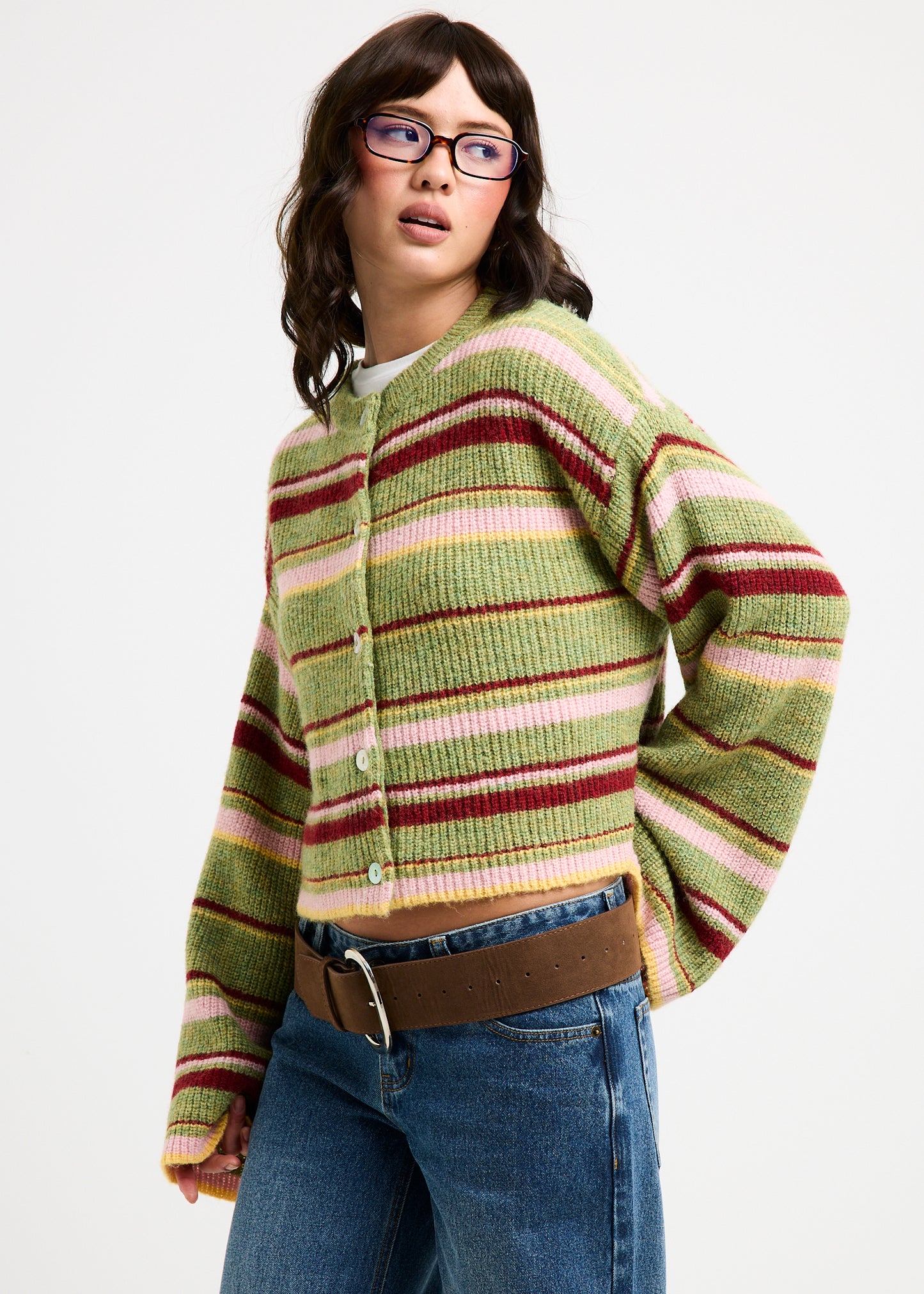 Regina Eyelash Knit Oversized Stripe Cardigan