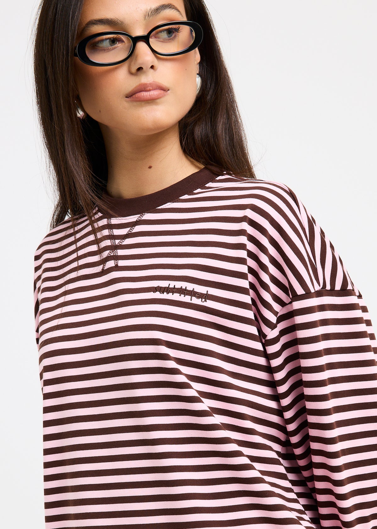 Hilo Striped Long Sleeve Top PINK BROWN