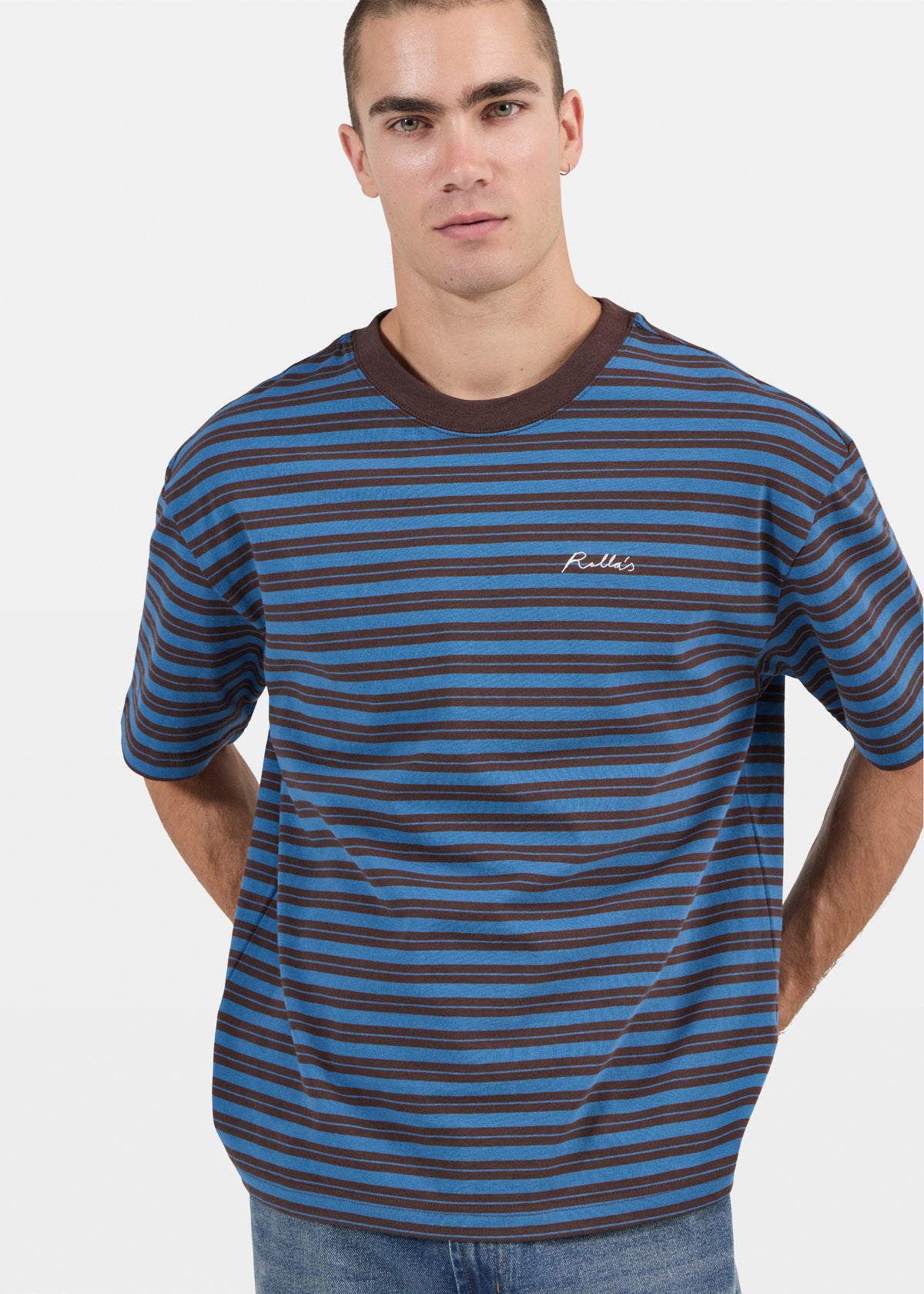 Stripe T-Shirt BROWN EARTH/BLUE