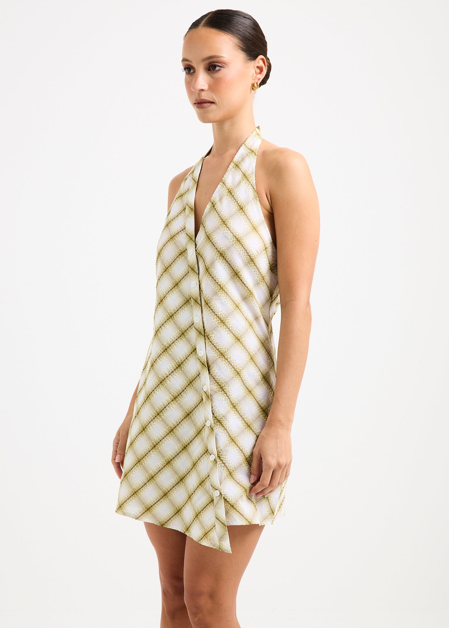 Abby Assymetric Check Mini Dress